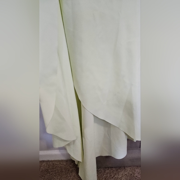 ASOS DESIGN bardot cut-out detail wrapfishtail maxi dress in washed lime.8 NWOT - Picture 10 of 15